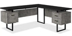 Marnie Reversible 71 L-Shaped Corner Office Desk with 3-Drawers - Black Concrete-Look