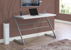 Bureau compact contemporain 122 cm avec piètement en métal en Z – Grain de bois foncé aspect taupe