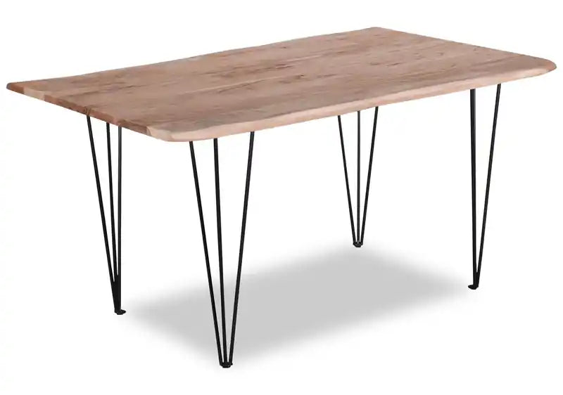 Miya Dining Table with Live Edge, Acacia Wood, Metal, 60W
