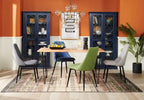 Table de salle à manger 152 cm en bois d'acacia massif (Live Edge) avec pieds métalliques angulaires – 6 places, style contemporain
