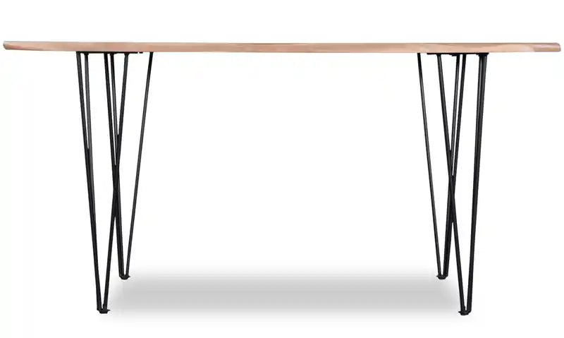 Table de salle à manger 152 cm en bois d'acacia massif (Live Edge) avec pieds métalliques angulaires – 6 places, style contemporain