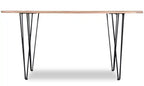Table de salle à manger 152 cm en bois d'acacia massif (Live Edge) avec pieds métalliques angulaires – 6 places, style contemporain
