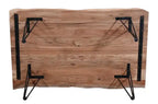 Table de salle à manger 152 cm en bois d'acacia massif (Live Edge) avec pieds métalliques angulaires – 6 places, style contemporain