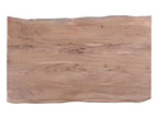 Table de salle à manger 152 cm en bois d'acacia massif (Live Edge) avec pieds métalliques angulaires – 6 places, style contemporain