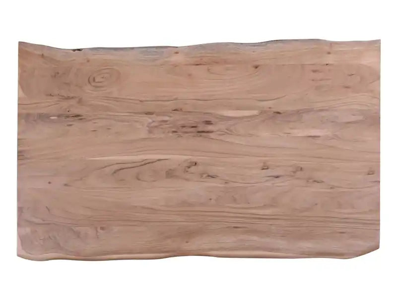 Table de salle à manger 152 cm en bois d'acacia massif (Live Edge) avec pieds métalliques angulaires – 6 places, style contemporain
