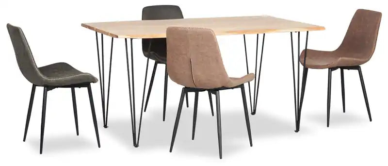 Table de salle à manger 152 cm en bois d'acacia massif (Live Edge) avec pieds métalliques angulaires – 6 places, style contemporain