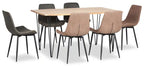 Table de salle à manger 152 cm en bois d'acacia massif (Live Edge) avec pieds métalliques angulaires – 6 places, style contemporain