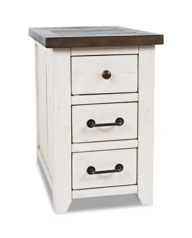 Morgan 16 Rustic Powered Chairside Table with Storage - White with Reclaimed Wood