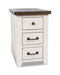 Morgan 16 Rustic Powered Chairside Table with Storage - White with Reclaimed Wood