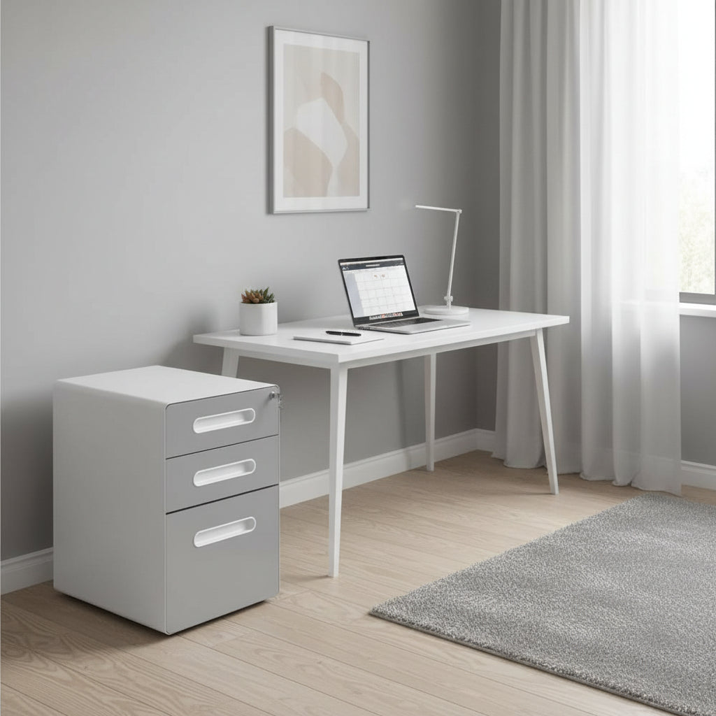Vinsetto 3 Drawers File Cabinet On Wheels Lockable For Home Office