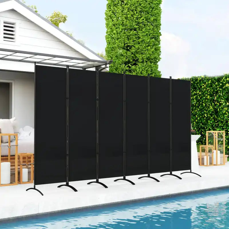 Outsunny Paravent 6 Panneaux Pliant, Brise-Vue UV30+