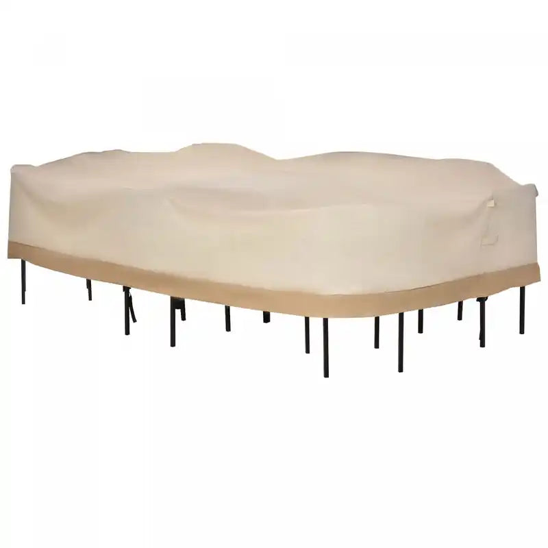 Outsunny Oval Patio Table And Chair Set Cover, Beige/coffee Sofa Set
