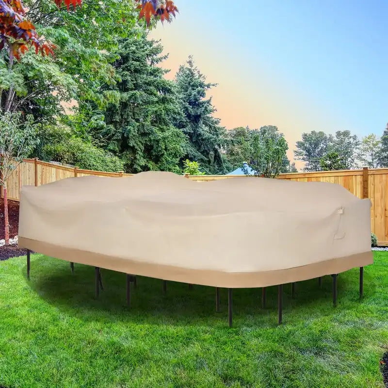 Housse de protection pour salon de jardin ovale Outsunny, beige/café