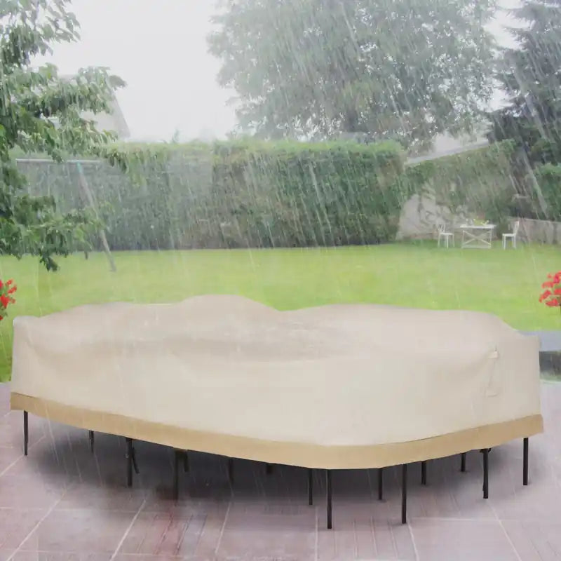 Housse de protection pour salon de jardin ovale Outsunny, beige/café