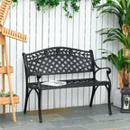 Banc de jardin 2 places Outsunny en aluminium – Canapé deux places d'extérieur, cadre métallique robuste, dossier au design élégant