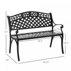 Banc de jardin 2 places Outsunny en aluminium – Canapé deux places d'extérieur, cadre métallique robuste, dossier au design élégant