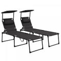 Outsunny 2-piece Folding Chaise Lounge, Reclining Tanning Chairs