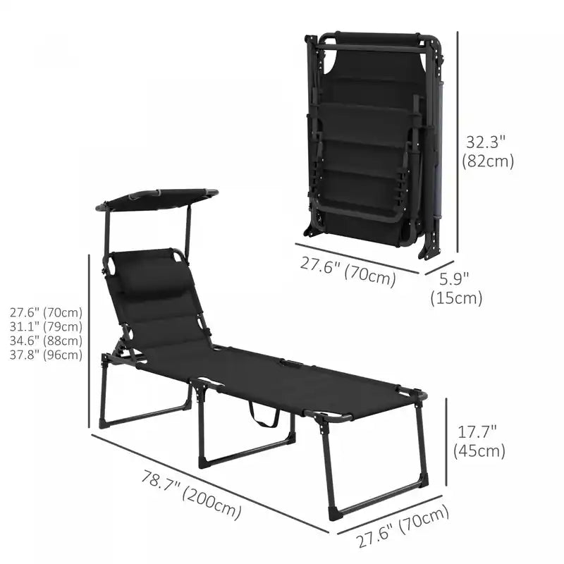 Chaise longue pliante Outsunny 2 pièces, chaises longues inclinables pour bronzer
