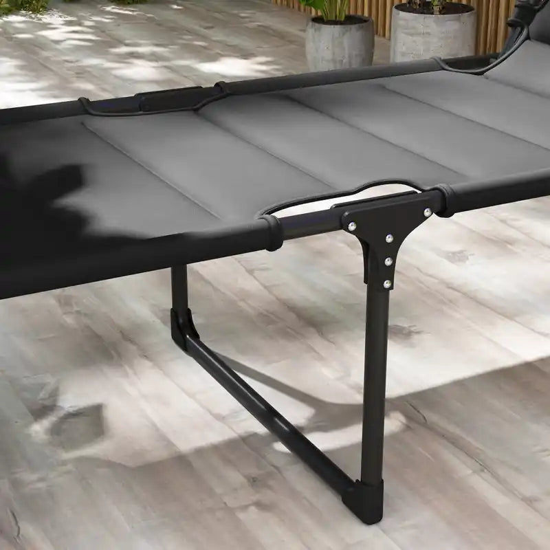 Chaise longue pliante Outsunny 2 pièces, chaises longues inclinables pour bronzer