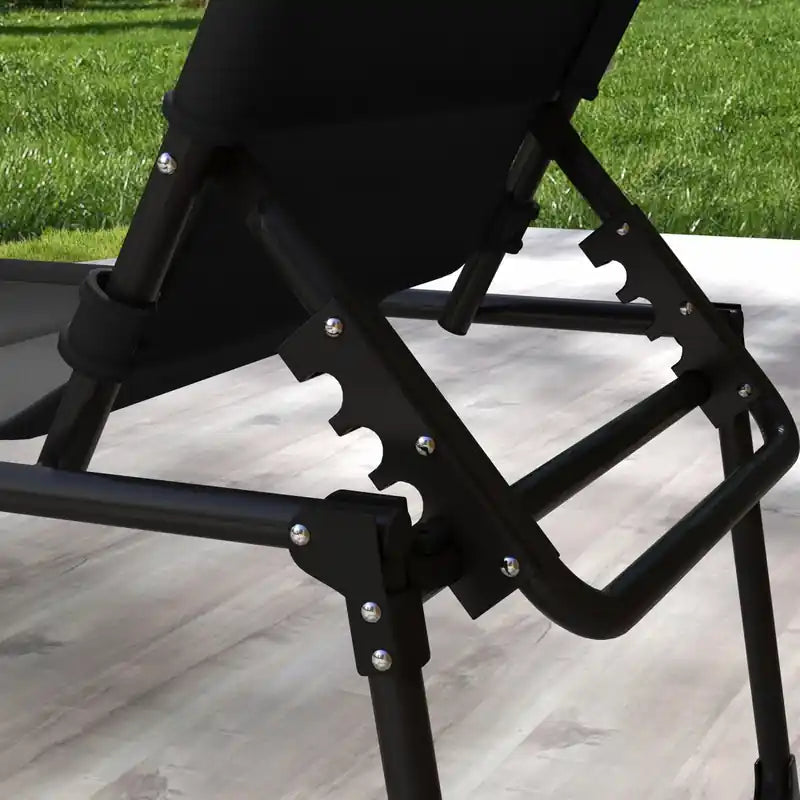 Chaise longue pliante Outsunny 2 pièces, chaises longues inclinables pour bronzer