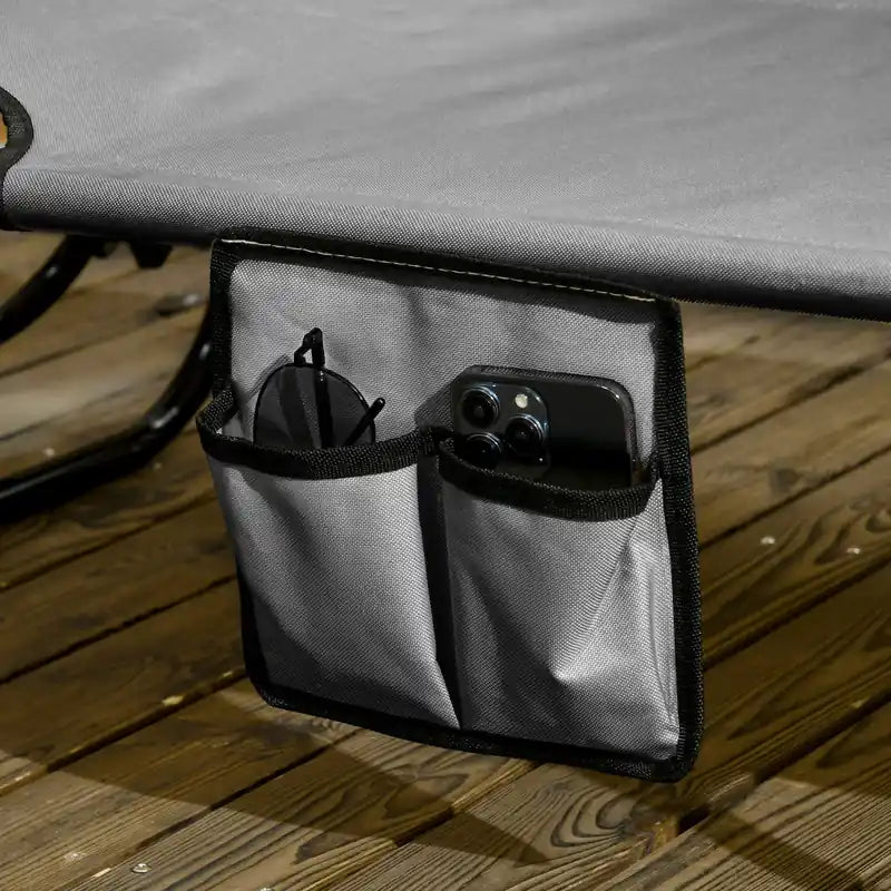 Outsunny Lot de 2 chaises longues pliantes avec dossier réglable Gris foncé