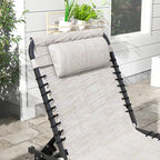 Lot de 2 chaises longues inclinables avec appui-tête et siège en maille – Blanc crème, pliables