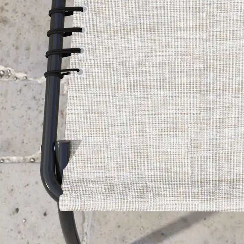 Lot de 2 chaises longues inclinables avec appui-tête et siège en maille – Blanc crème, pliables