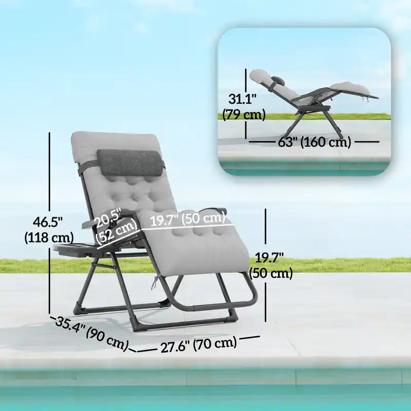 Chaise longue inclinable pliante Outsunny zéro gravité rembourrée