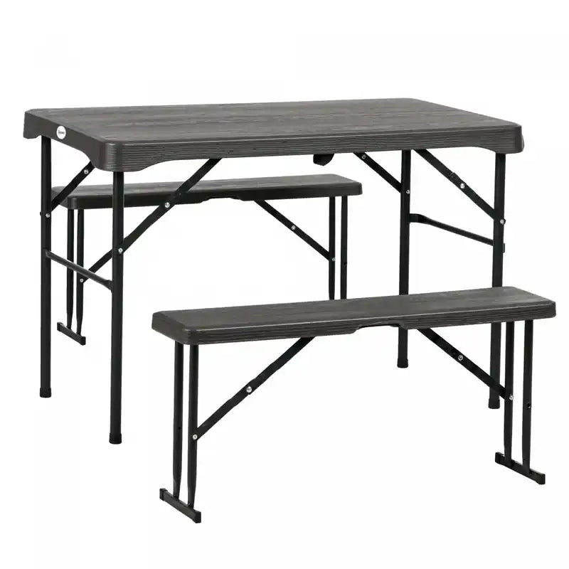 Outsunny Hdpe Picnic Table Set W/ Beer Table & 2 Benches For 4