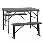 Outsunny Hdpe Picnic Table Set W/ Beer Table & 2 Benches For 4