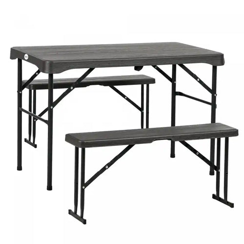Outsunny Hdpe Picnic Table Set W/ Beer Table & 2 Benches For 4