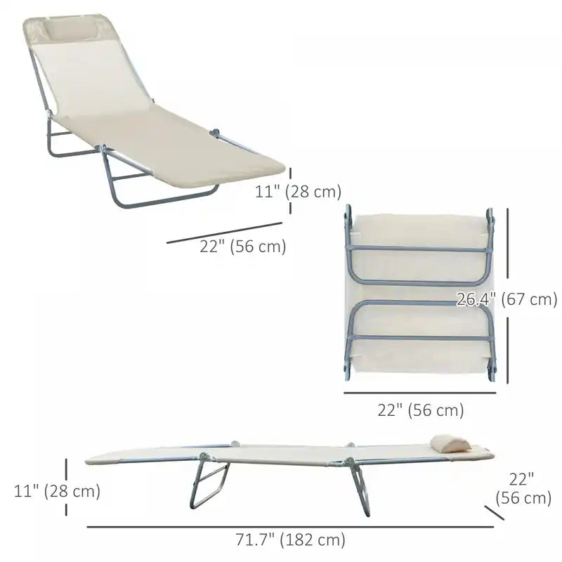 Chaise longue d'extérieur Outsunny, fauteuil inclinable pliant et réglable