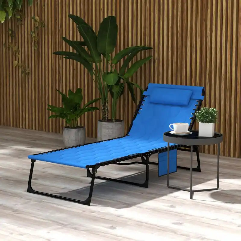 Outsunny Folding Chaise Lounge, Padded Reclining Tanning Chair