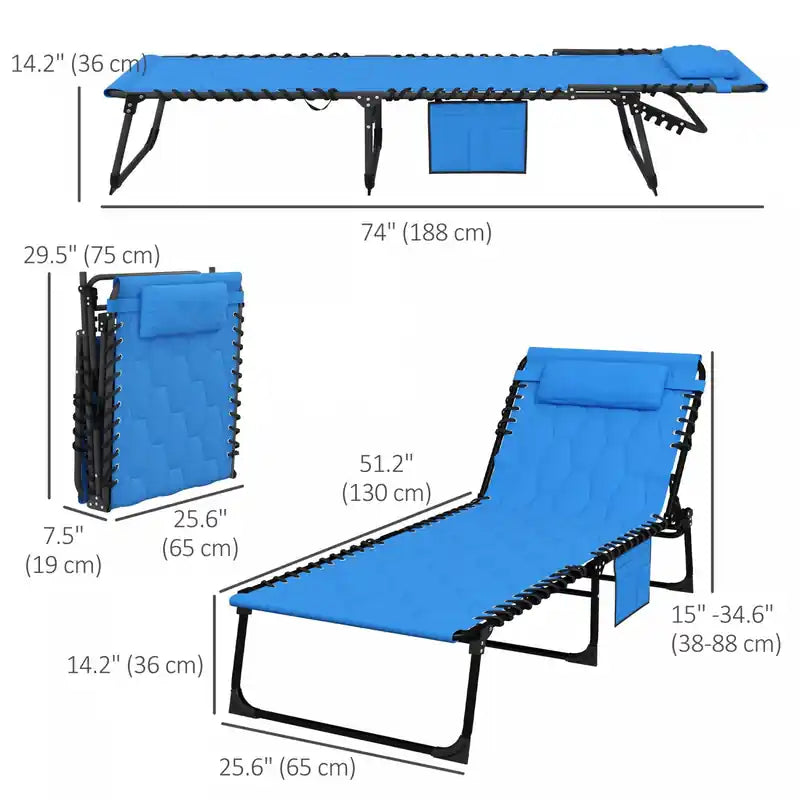 Outsunny Chaise Longue Pliable, Transat Rembourré Inclinable