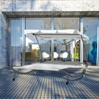 Double transat de patio Utsunny avec auvent réglable crème blanche