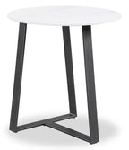 Kort & Co. Nico 22 Modern Oval End Table - White Sinetered Stone with Dark Grey Metal Legs