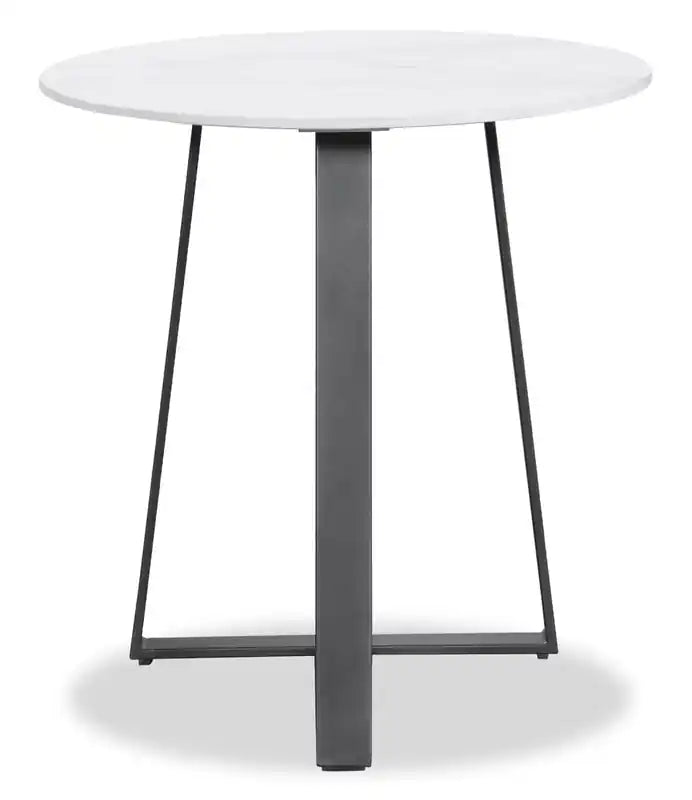 Table d'appoint ovale moderne Nico 56 cm Kort & Co. – Plateau en pierre frittée blanche, pieds en métal gris foncé, résistant aux rayures et aux taches