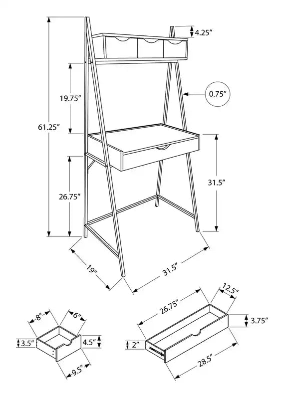 Bureau compact Norris 31.5 avec 4 tiroirs