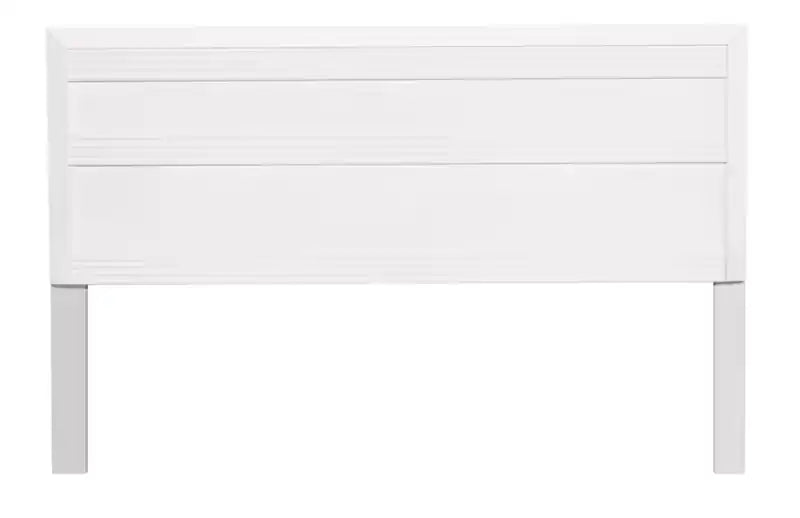 Tête de lit en panneau double/grand lit avec détails festonnés – Bois d'ingénierie stratifié blanc, fabriqué au Canada