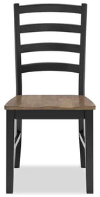 Chaise de salle à manger Raven, dossier échelle - Noir et marron bicolore