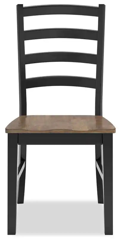 Chaise de salle à manger Raven, dossier échelle - Noir et marron bicolore