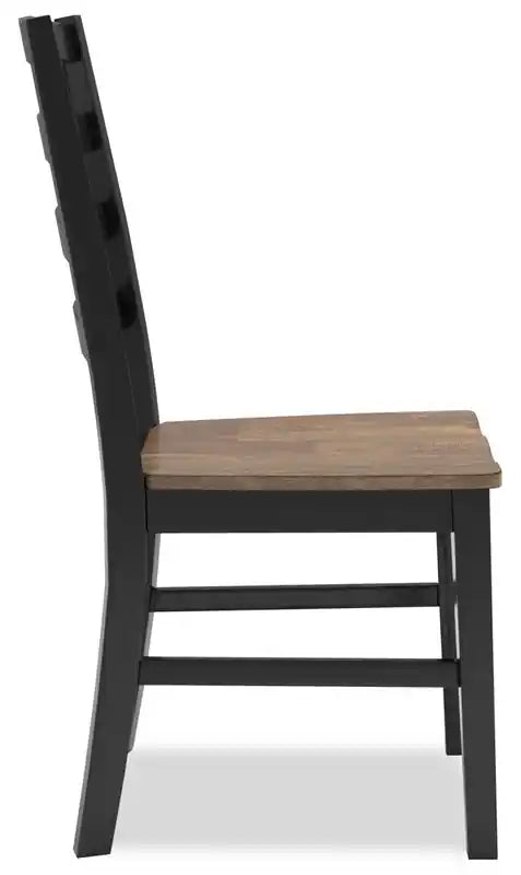 Chaise de salle à manger Raven, dossier échelle - Noir et marron bicolore