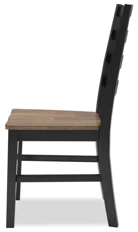 Chaise de salle à manger Raven, dossier échelle - Noir et marron bicolore