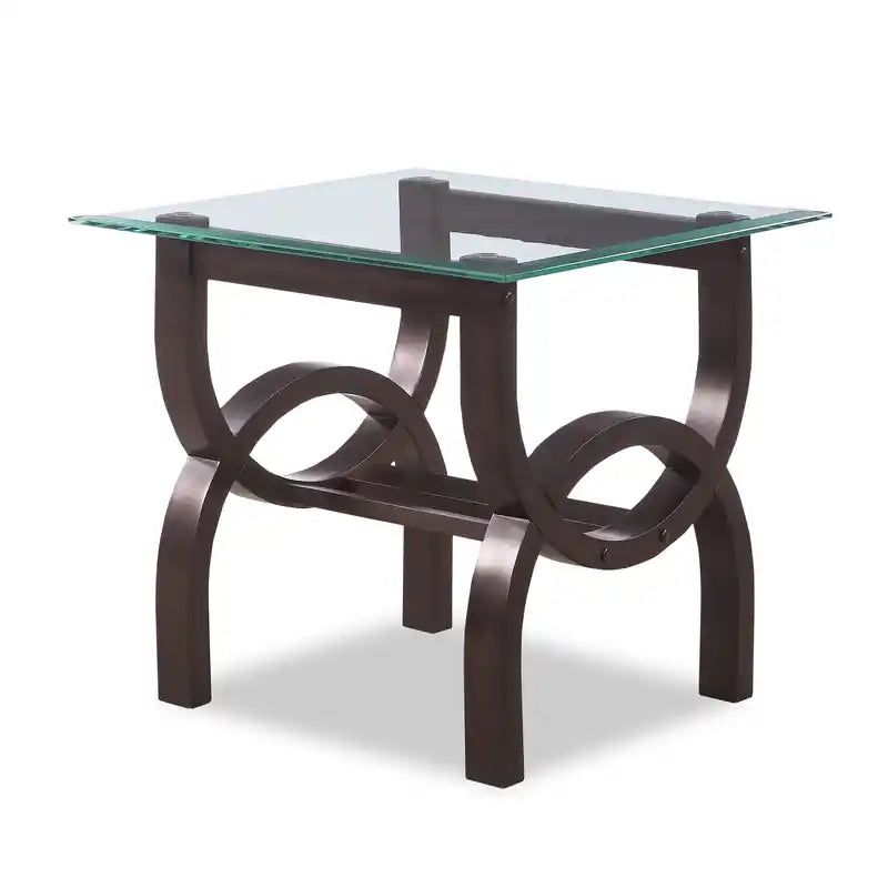 Ricci 24 Modern Glass Top End Table - Glass with Espresso Finished Legs