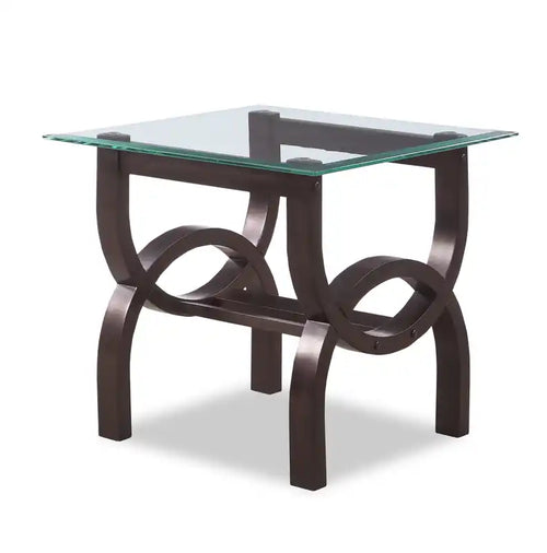 Ricci 24 Modern Glass Top End Table - Glass with Espresso Finished Legs