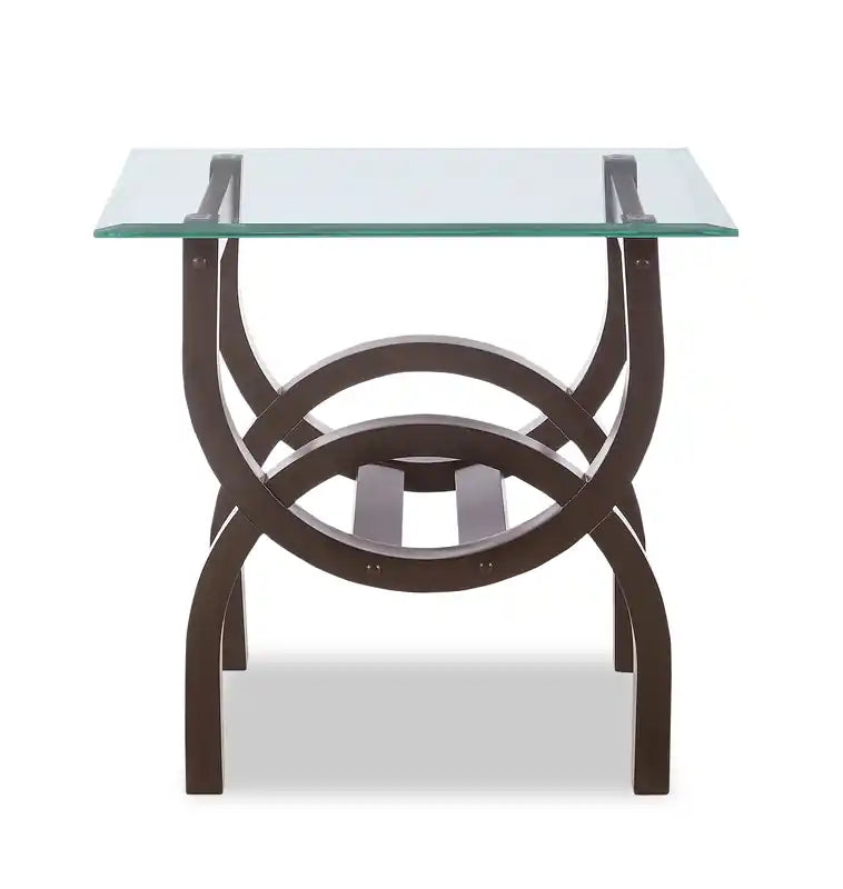Table d'appoint ronde moderne en verre de 24 po avec pieds arqués espresso – Style contemporain
