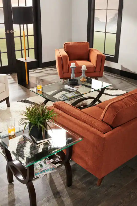 Table d'appoint ronde moderne en verre de 24 po avec pieds arqués espresso – Style contemporain