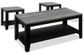 Rory 42 Traditional 3-Pack Coffee + 2 End Tables with Shelf - Grey and Black