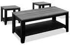 Rory 42 Traditional 3-Pack Coffee + 2 End Tables with Shelf - Grey and Black