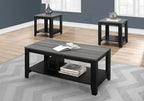 Rory 42 Ensemble de 3 tables basses traditionnelles + 2 tables d'appoint avec étagère - Gris et Noir
